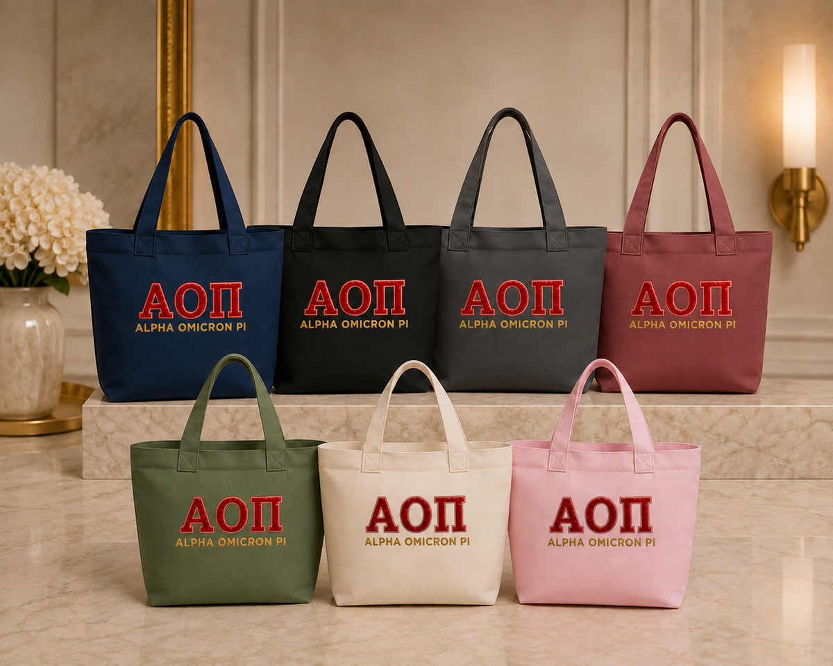 Alpha Omicron Pi "The Ivy" Everyday Canvas Tote with Zip Closure