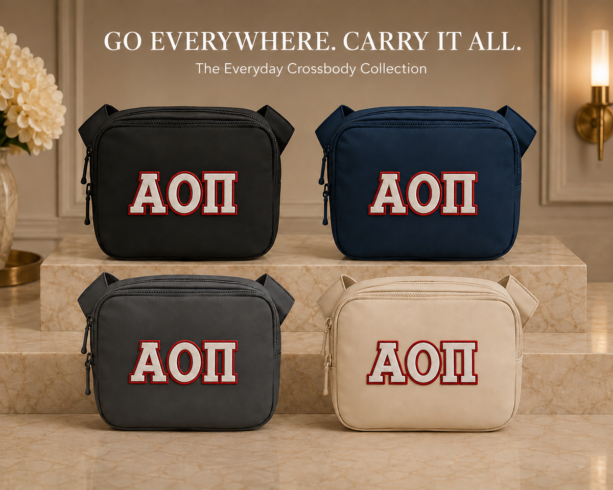 Alpha Omicron Pi Dual Compartment Cross Body