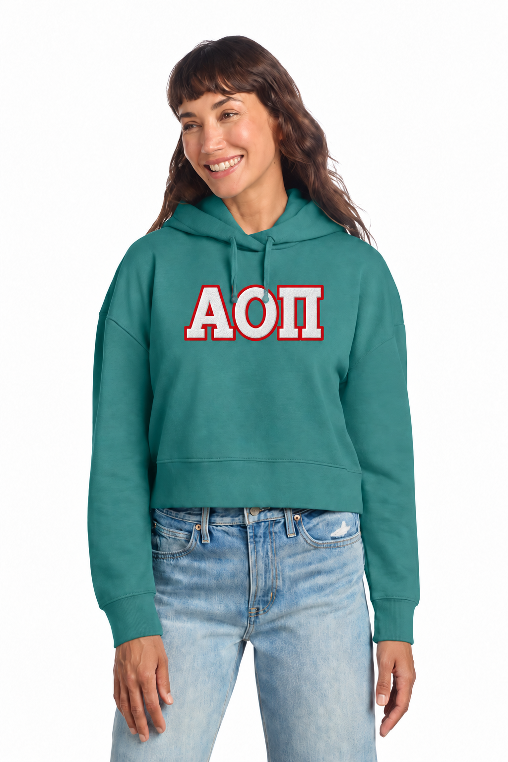 Alpha Omicron Pi Quad Cropped Hooded SweatShirt