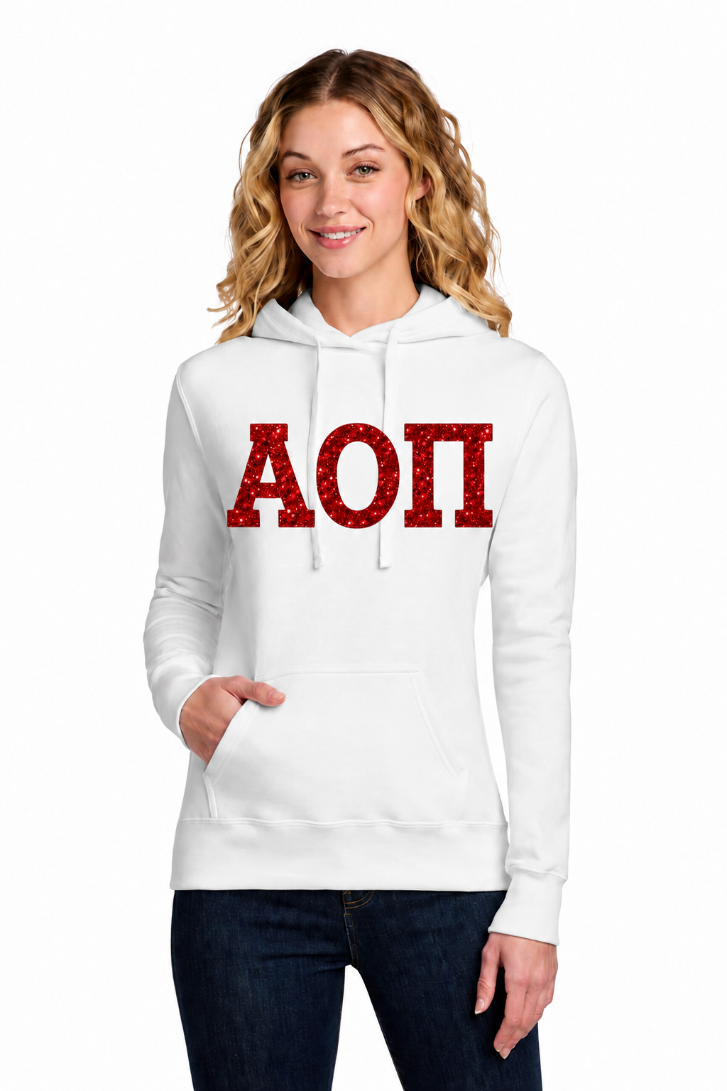 Alpha Omicron Pi Unisex Hooded Drawstring Sweatshirt with Pockets