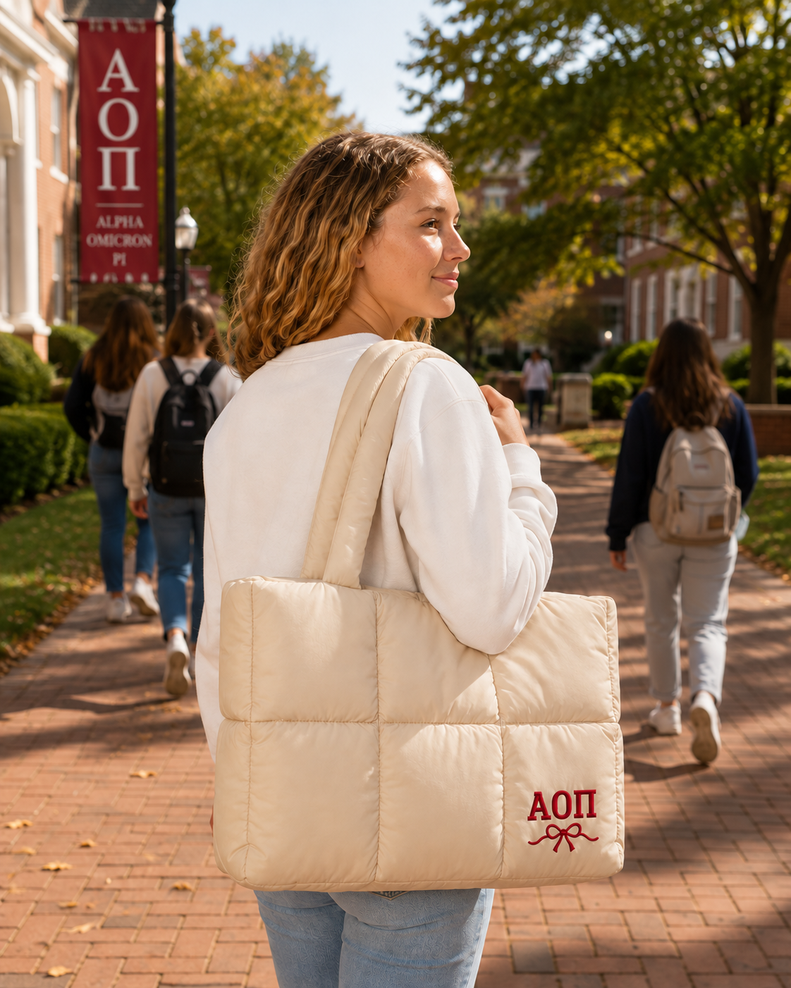 Alpha Omicron Pi Large Puff Tote Bag