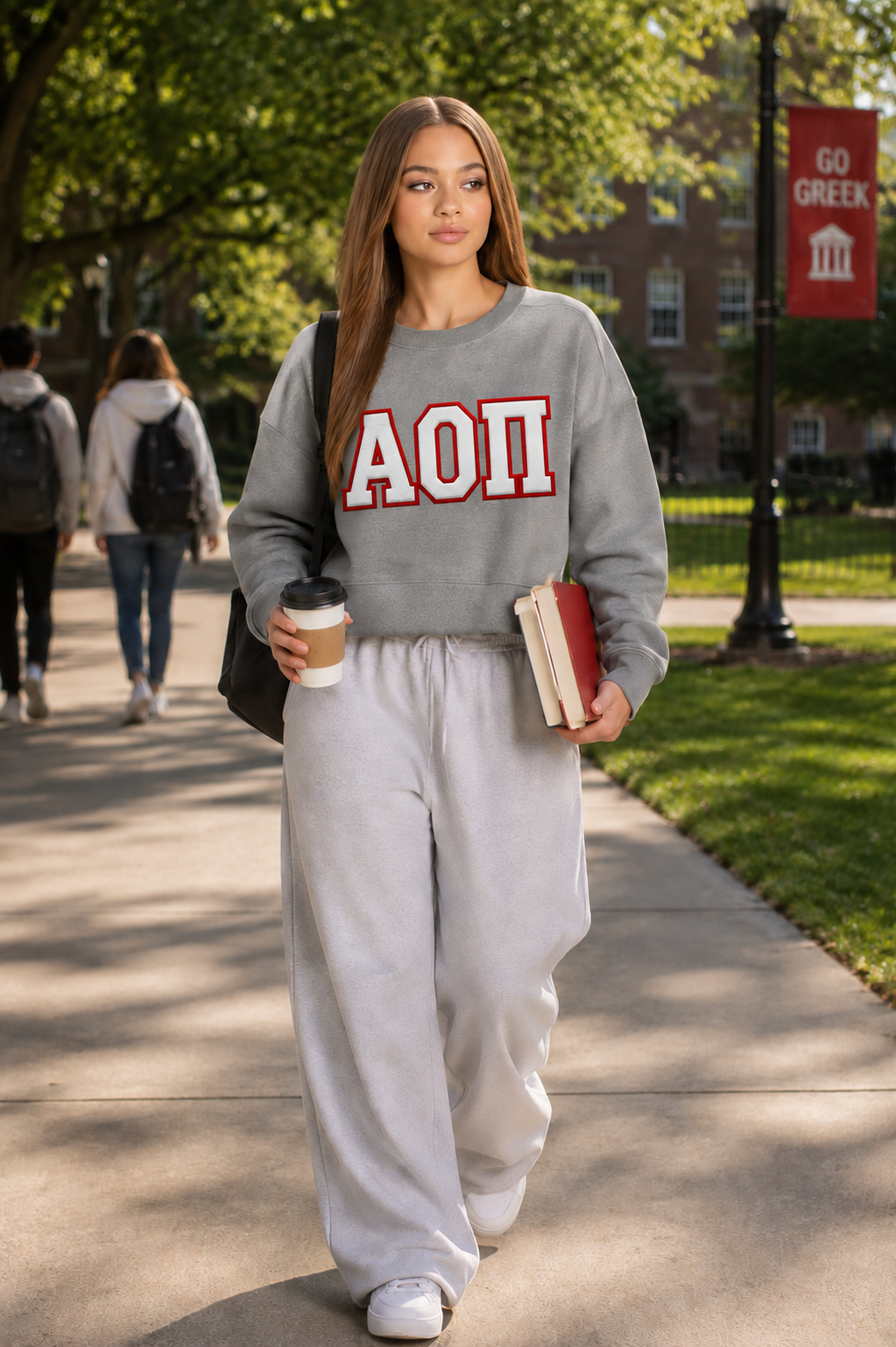 Alpha Omicron Pi Fleece Cropped Crew Sweatshirt