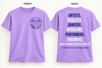 Limitless Dreams statement lavender T-shirt, user supplied front and back reference