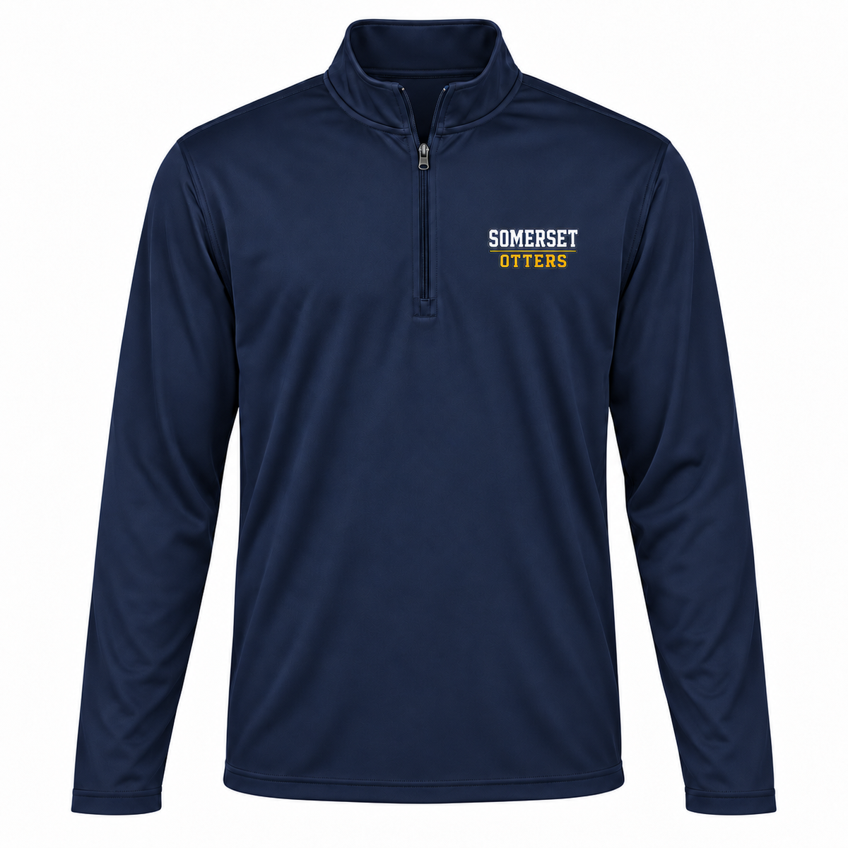 Somerset Avenir Straight Collegiate PosiCharge Competitor Quarter-Zip generated garment mockup in Navy.