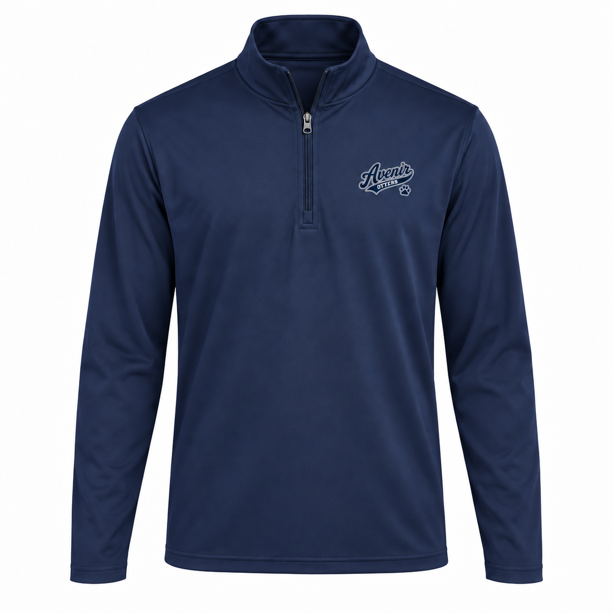 Somerset Avenir Navy Script & Paw PosiCharge Competitor Quarter-Zip generated garment mockup in Navy.