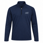 Somerset Avenir Navy Script & Paw Sport-Wick Stretch Quarter-Zip generated garment mockup in Navy.