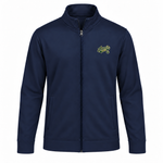 Somerset Avenir Green & Gold Script Sport-Wick Fleece Full-Zip Jacket generated garment mockup in Navy.