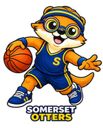 Basketball otter artwork for personalized Somerset Avenir bottles. Design reference only; not a bottle mockup.