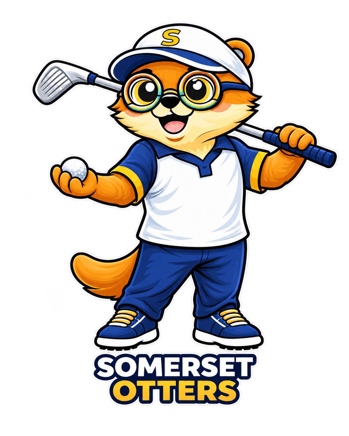 Golf B (Open Smile) otter artwork for personalized Somerset Avenir bottles. Design reference only; not a bottle mockup.