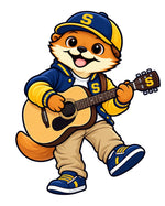 Guitar otter artwork for personalized Somerset Avenir bottles. Design reference only; not a bottle mockup.