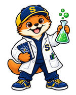 Science otter artwork for personalized Somerset Avenir bottles. Design reference only; not a bottle mockup.
