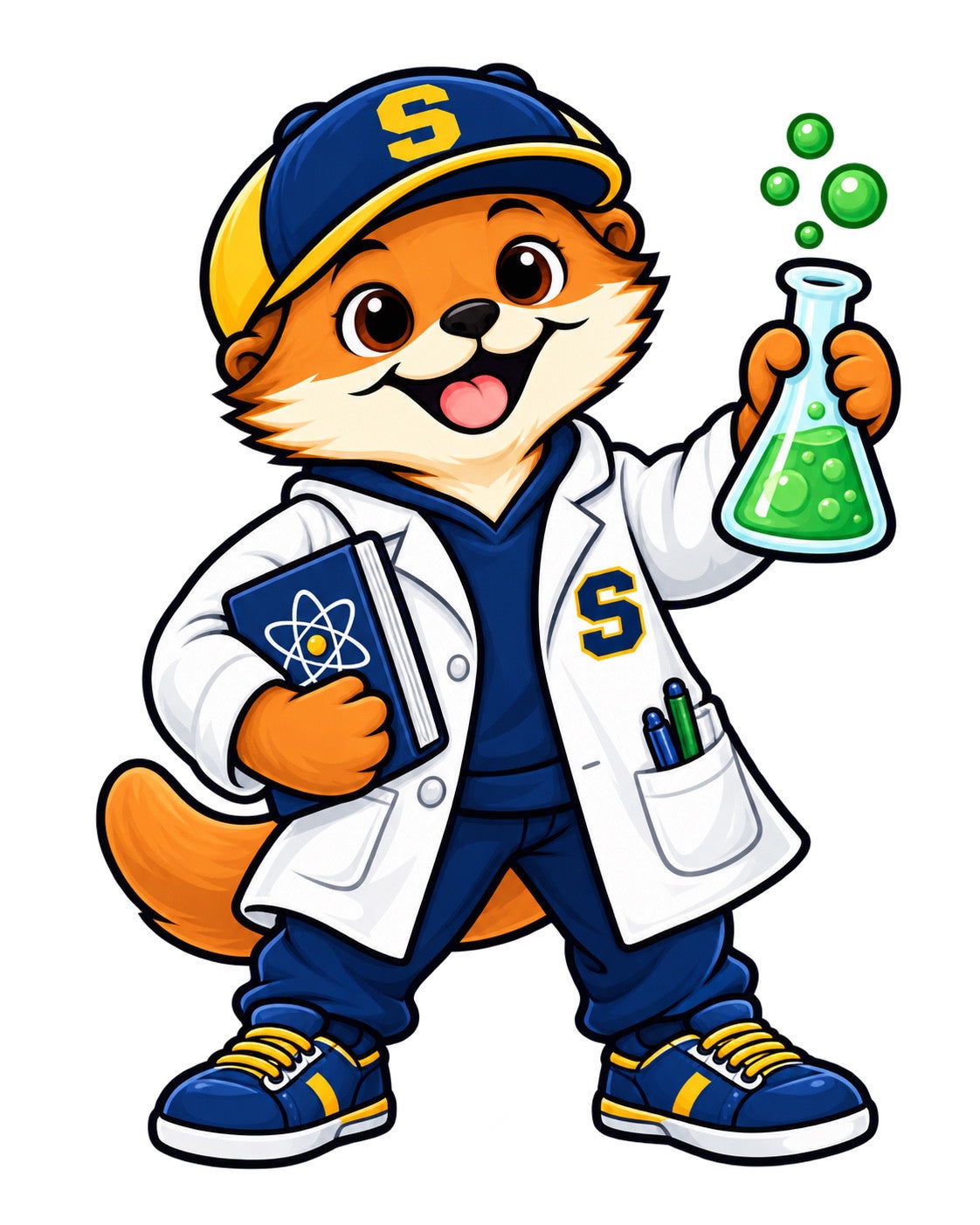 Science otter artwork for personalized Somerset Avenir bottles. Design reference only; not a bottle mockup.