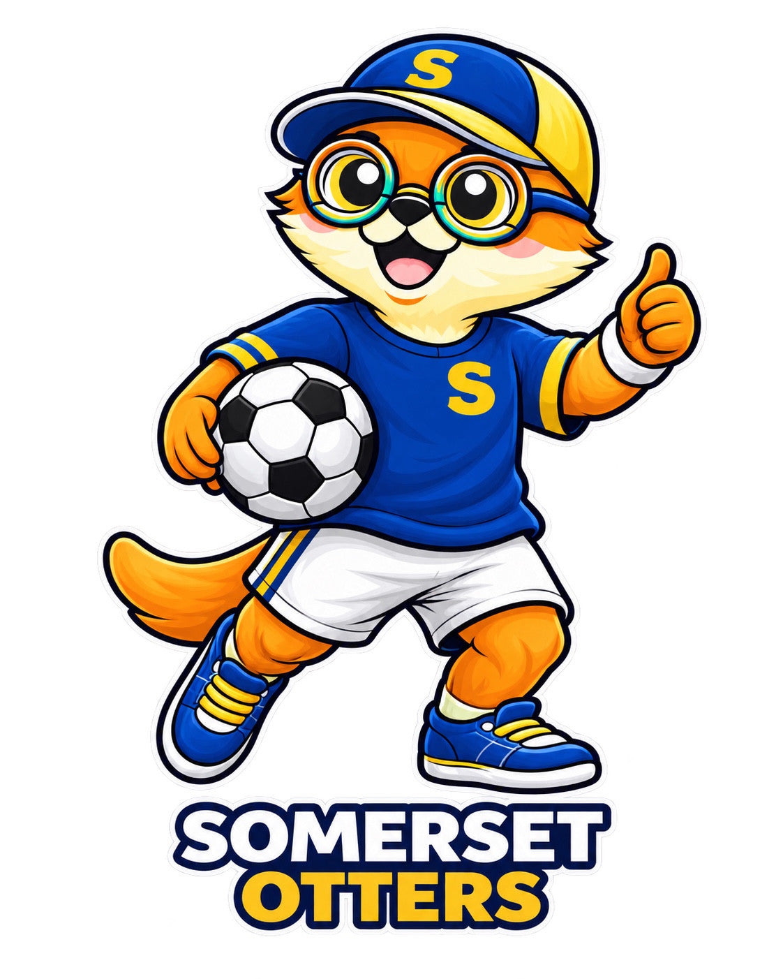 Soccer otter artwork for personalized Somerset Avenir bottles. Design reference only; not a bottle mockup.