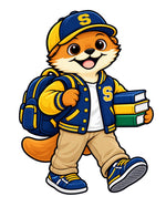 Student & Books otter artwork for personalized Somerset Avenir bottles. Design reference only; not a bottle mockup.