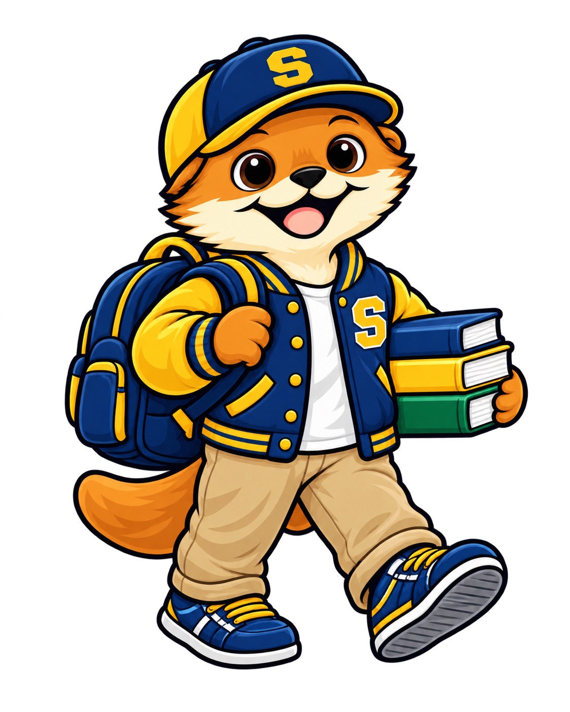 Student & Books otter artwork for personalized Somerset Avenir bottles. Design reference only; not a bottle mockup.