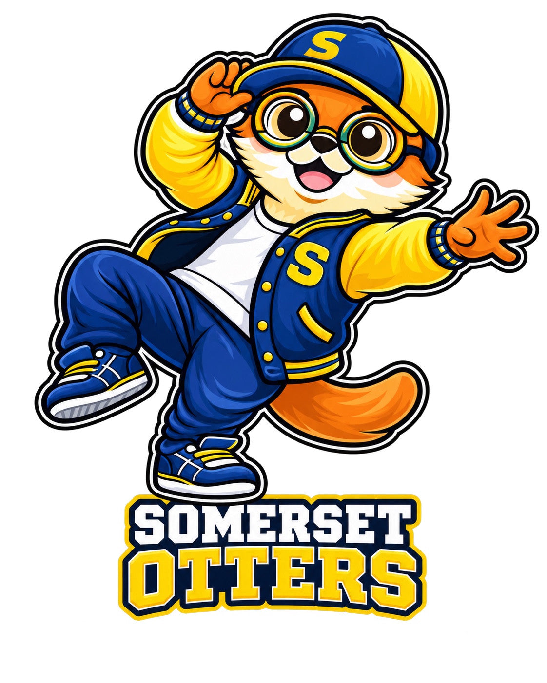 Varsity / Dance otter artwork for personalized Somerset Avenir bottles. Design reference only; not a bottle mockup.