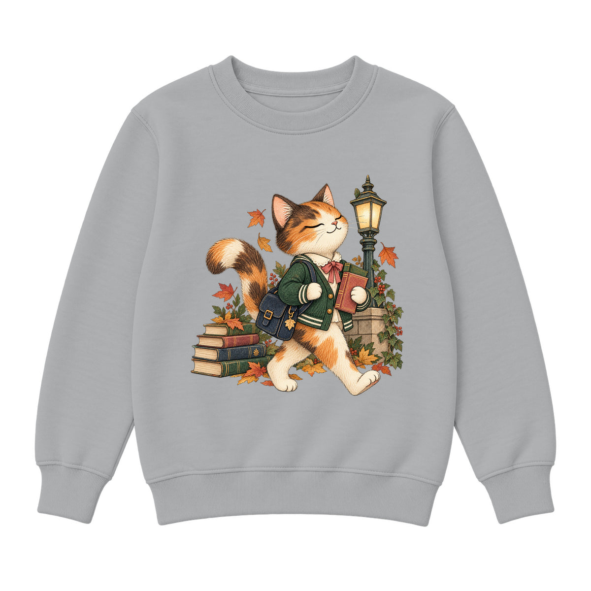 Storybook — Campus Book Cat — Classic Youth Sweatshirt / Athletic Heather