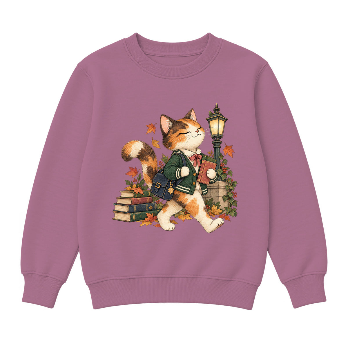 Storybook — Campus Book Cat — Premium Youth Sweatshirt / Mauvelous