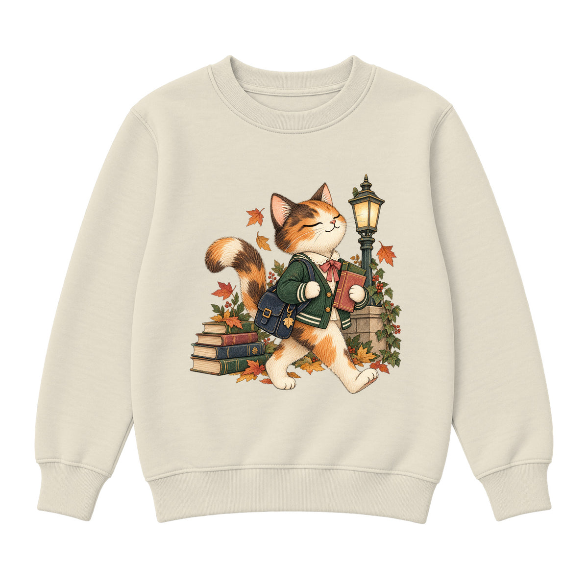 Storybook — Campus Book Cat — Premium Youth Sweatshirt / Natural Heather