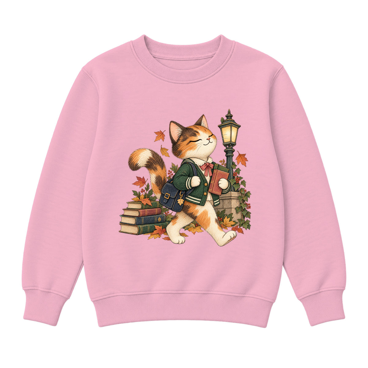 Storybook — Campus Book Cat — Premium Youth Sweatshirt / Pink