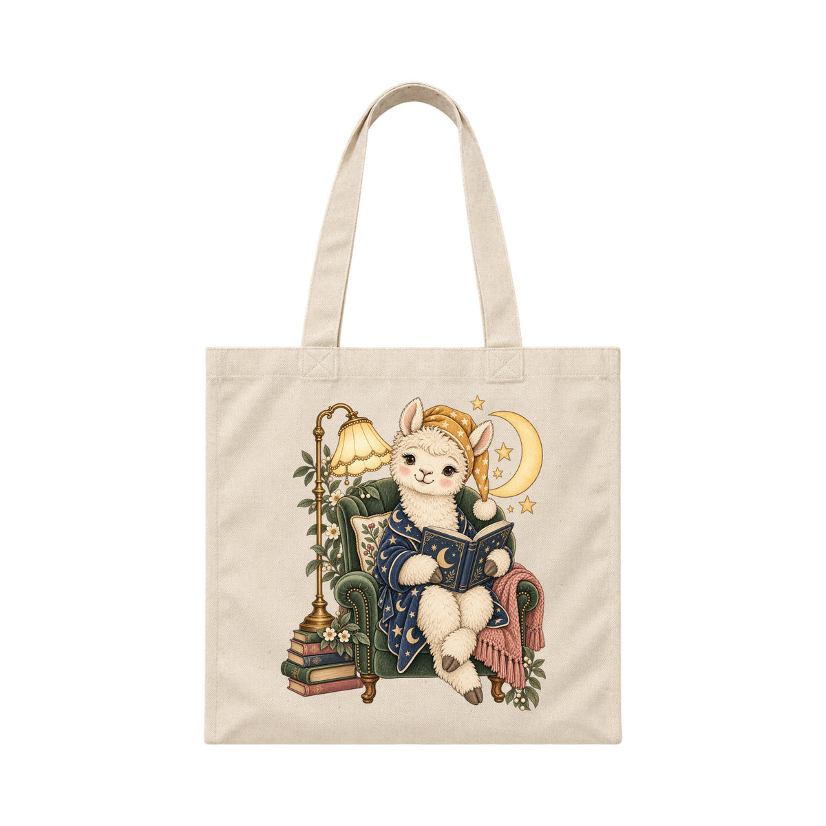 Storybook — Moonlight Alpaca Reader — Canvas Tote / Natural
