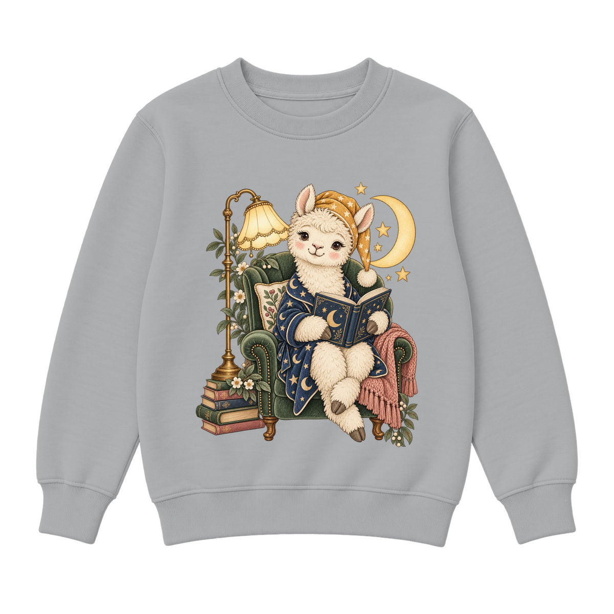 Storybook — Moonlight Alpaca Reader — Classic Youth Sweatshirt / Athletic Heather