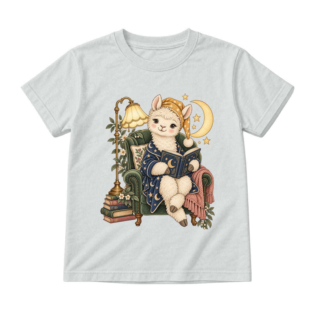 Storybook — Moonlight Alpaca Reader — Youth T-Shirt / Ash