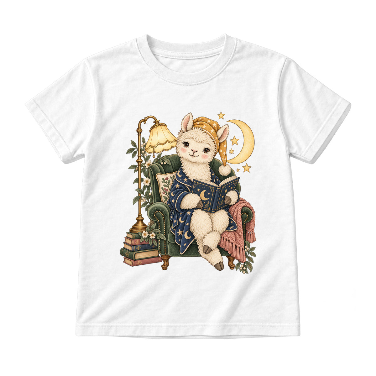Storybook — Moonlight Alpaca Reader — Youth T-Shirt / White