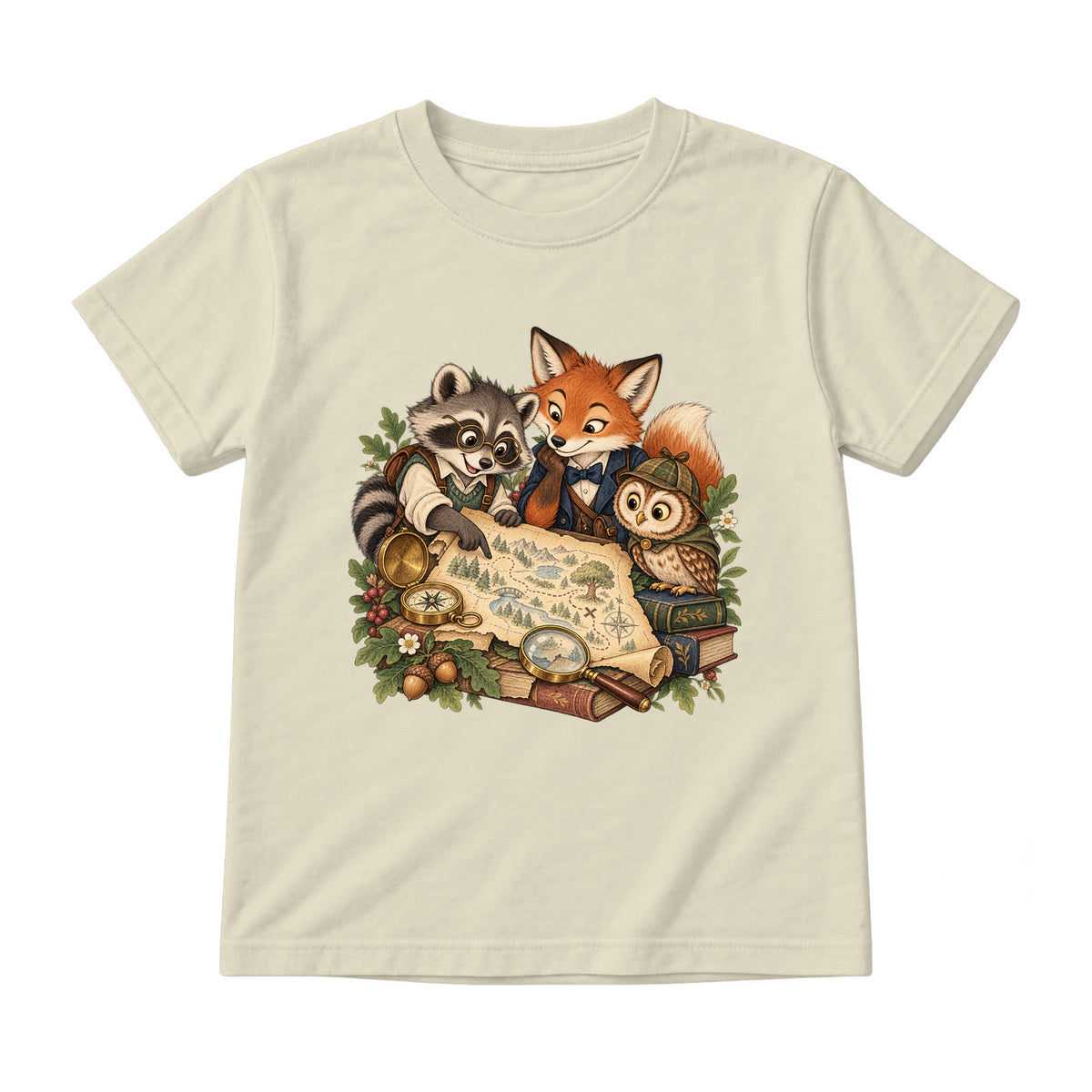 Storybook — Woodland Mystery Club — Youth T-Shirt / Natural