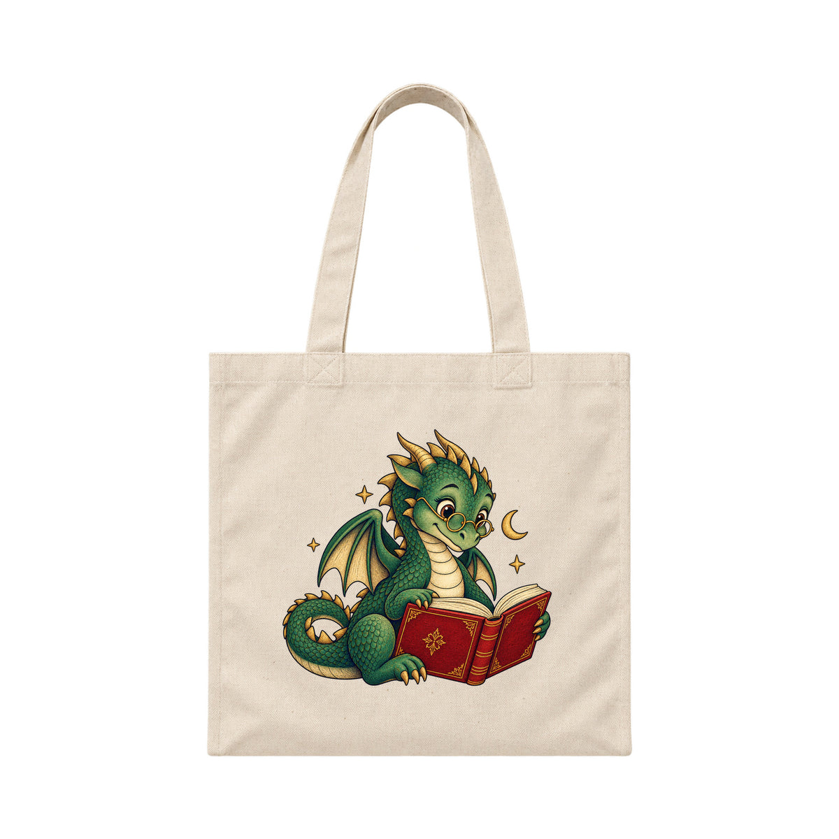 Storybook — Library Dragon — Canvas Tote / Natural