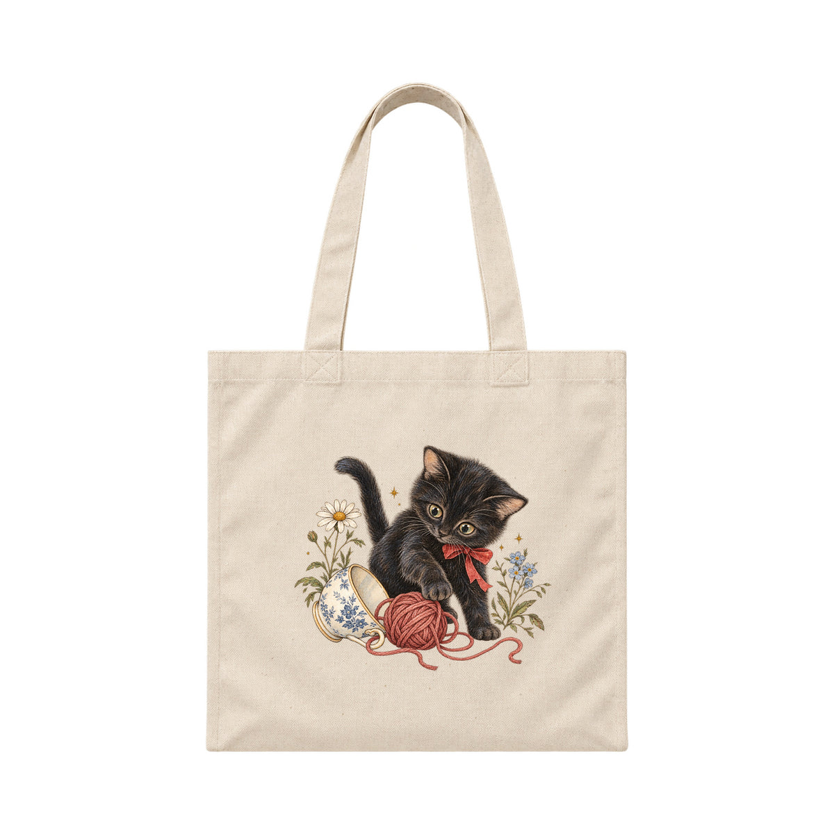 Storybook — Curious Kitten — Canvas Tote / Natural