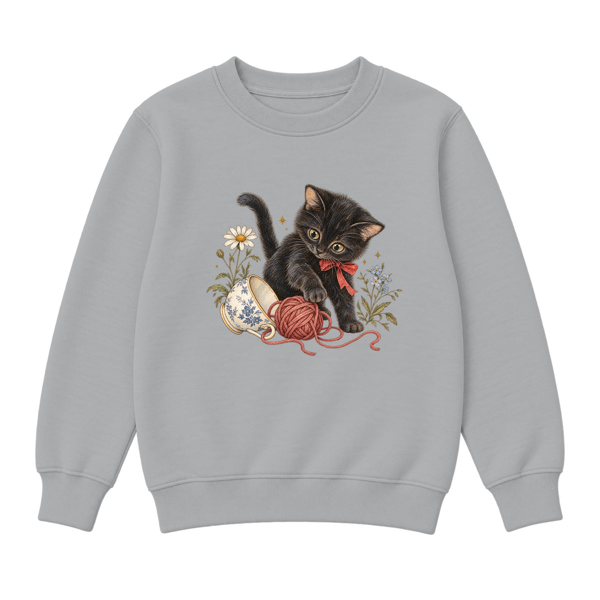 Storybook — Curious Kitten — Classic Youth Sweatshirt / Athletic Heather