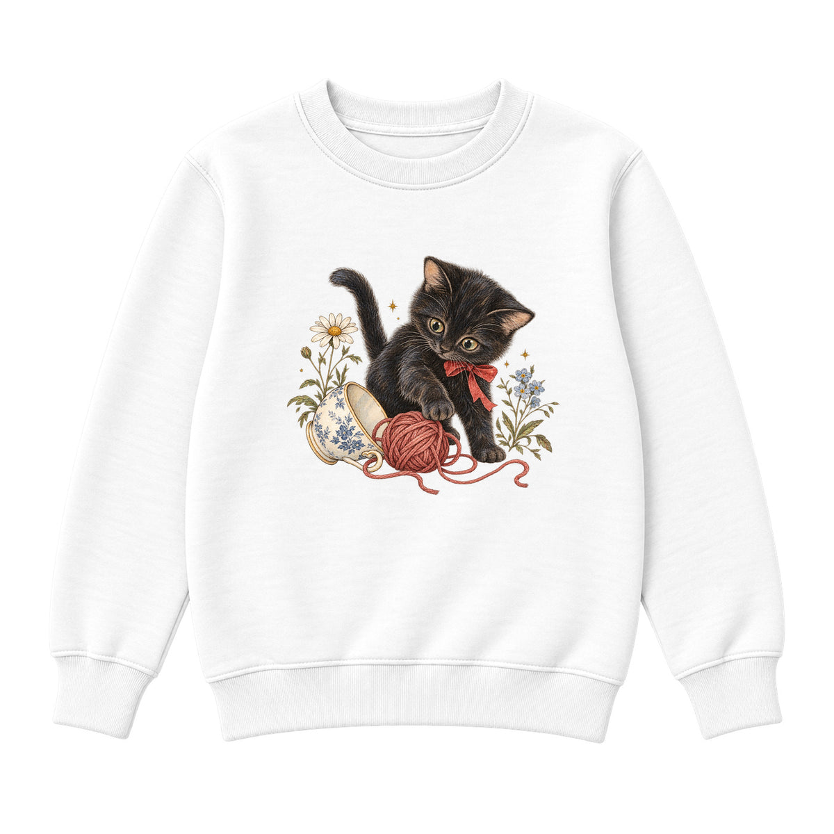 Storybook — Curious Kitten — Classic Youth Sweatshirt / White