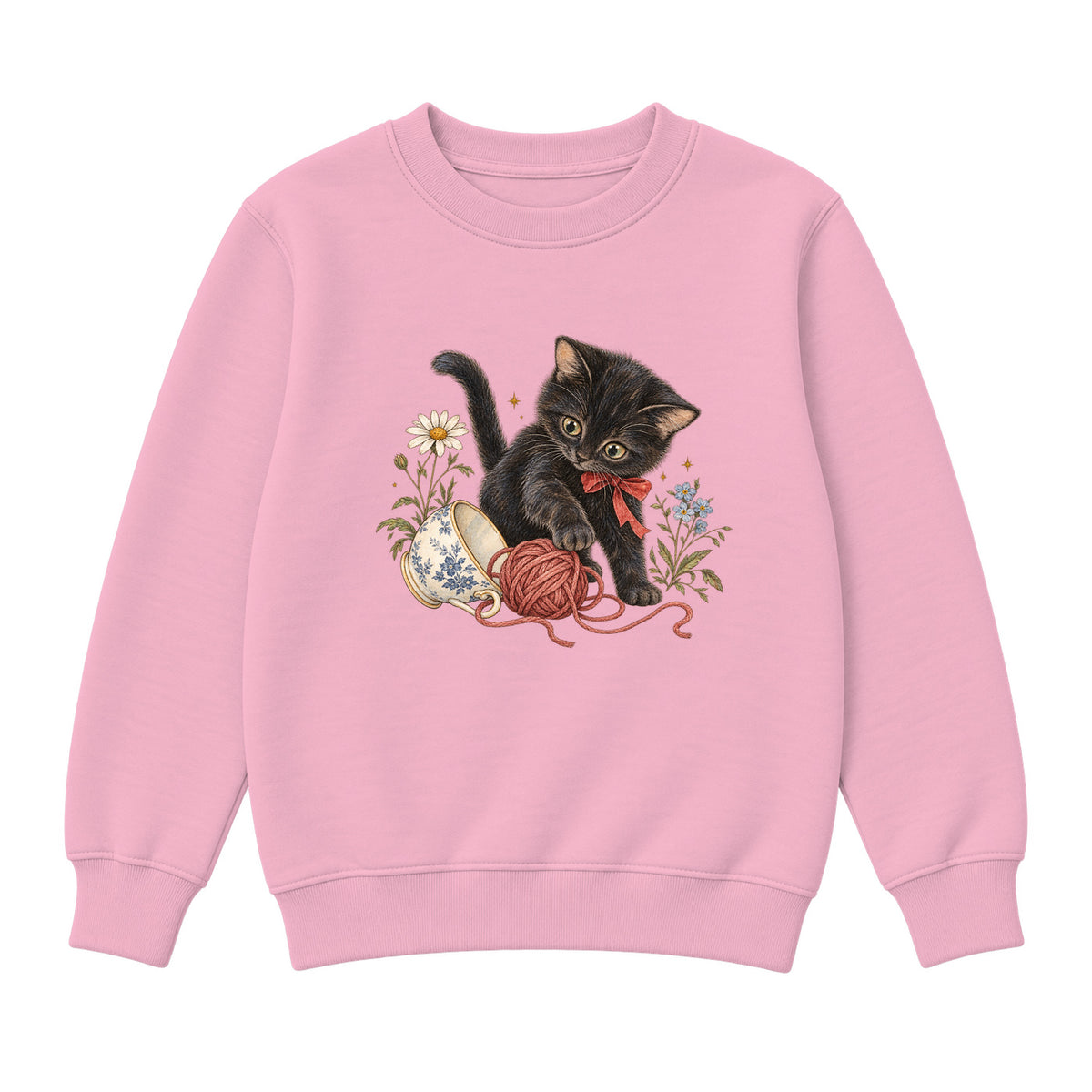 Storybook — Curious Kitten — Premium Youth Sweatshirt / Pink