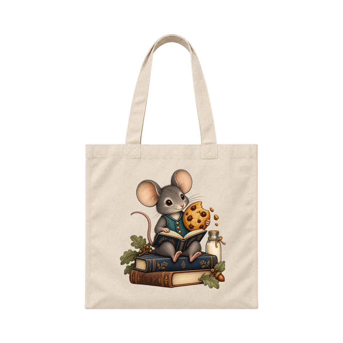 Storybook — Mouse and Cookie Storytime — Canvas Tote / Natural