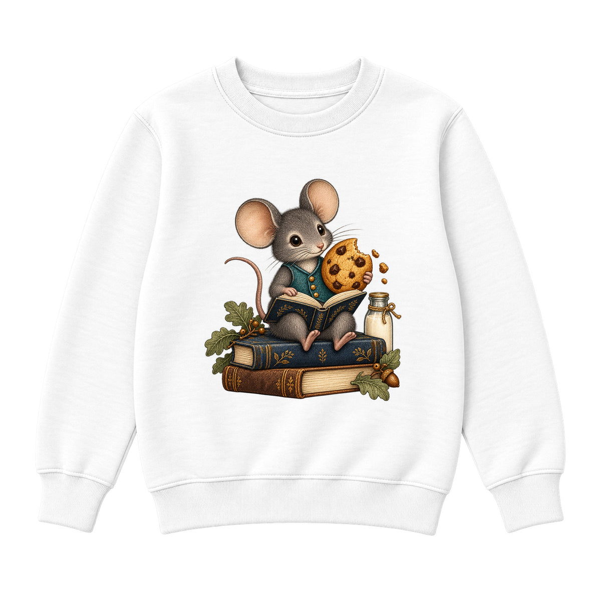 Storybook — Mouse and Cookie Storytime — Classic Youth Sweatshirt / White