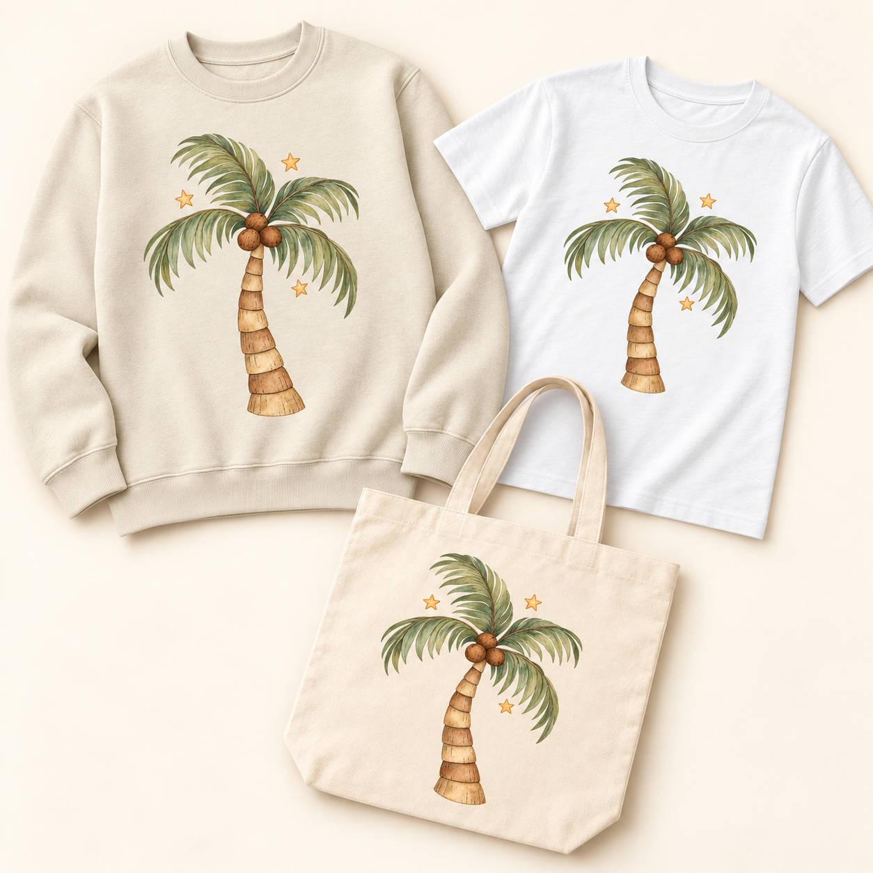 Storybook — Alphabet Palm coordinated sweatshirt, T-shirt and canvas tote