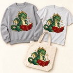 Storybook — Library Dragon coordinated sweatshirt, T-shirt and canvas tote