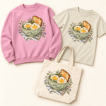 Storybook — Playful Breakfast coordinated sweatshirt, T-shirt and canvas tote