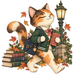Storybook — Campus Book Cat original print artwork