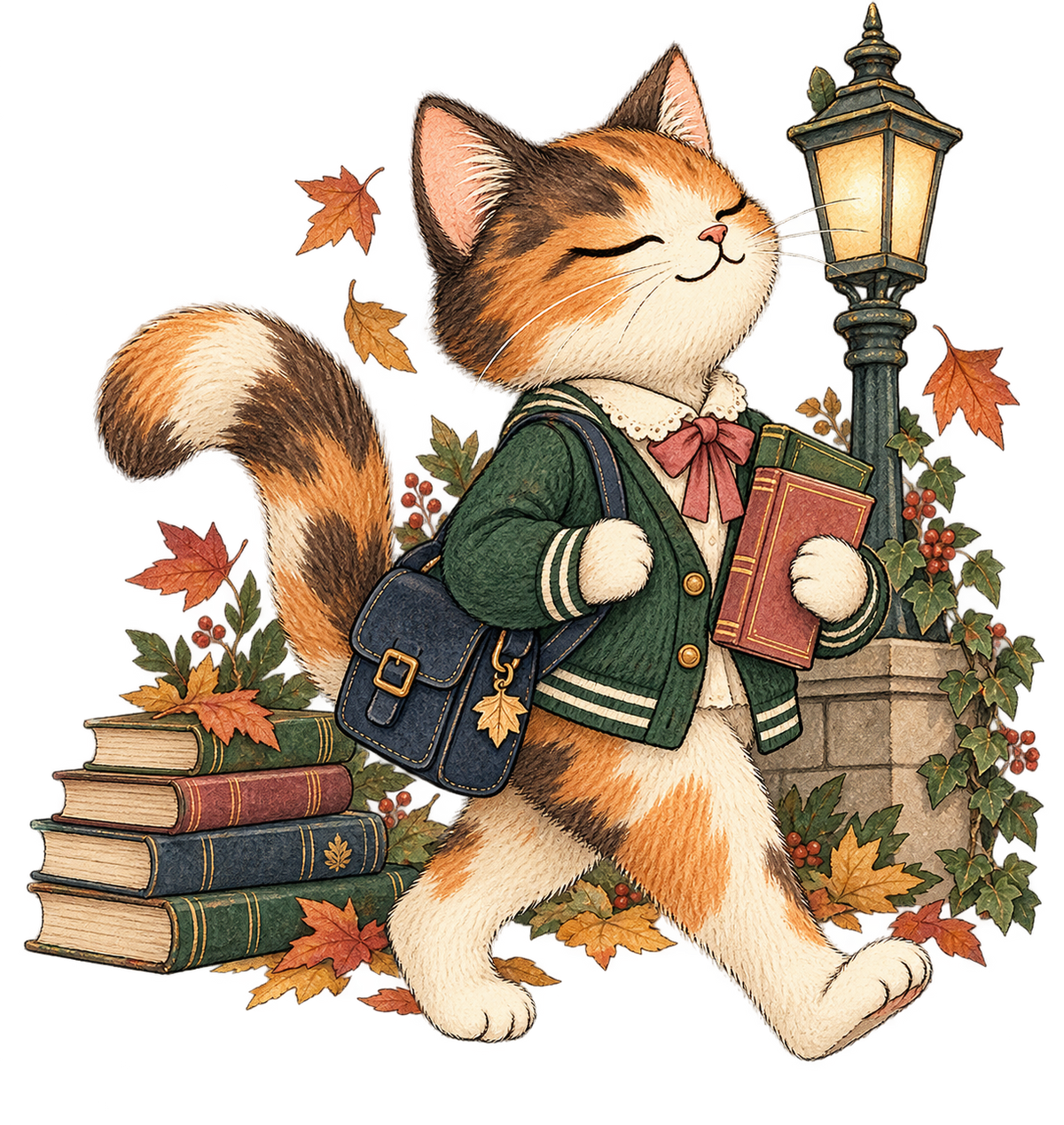 Storybook — Campus Book Cat original print artwork