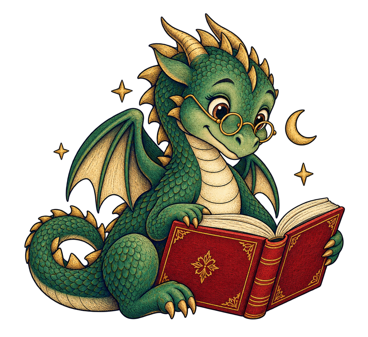 Storybook — Library Dragon original print artwork