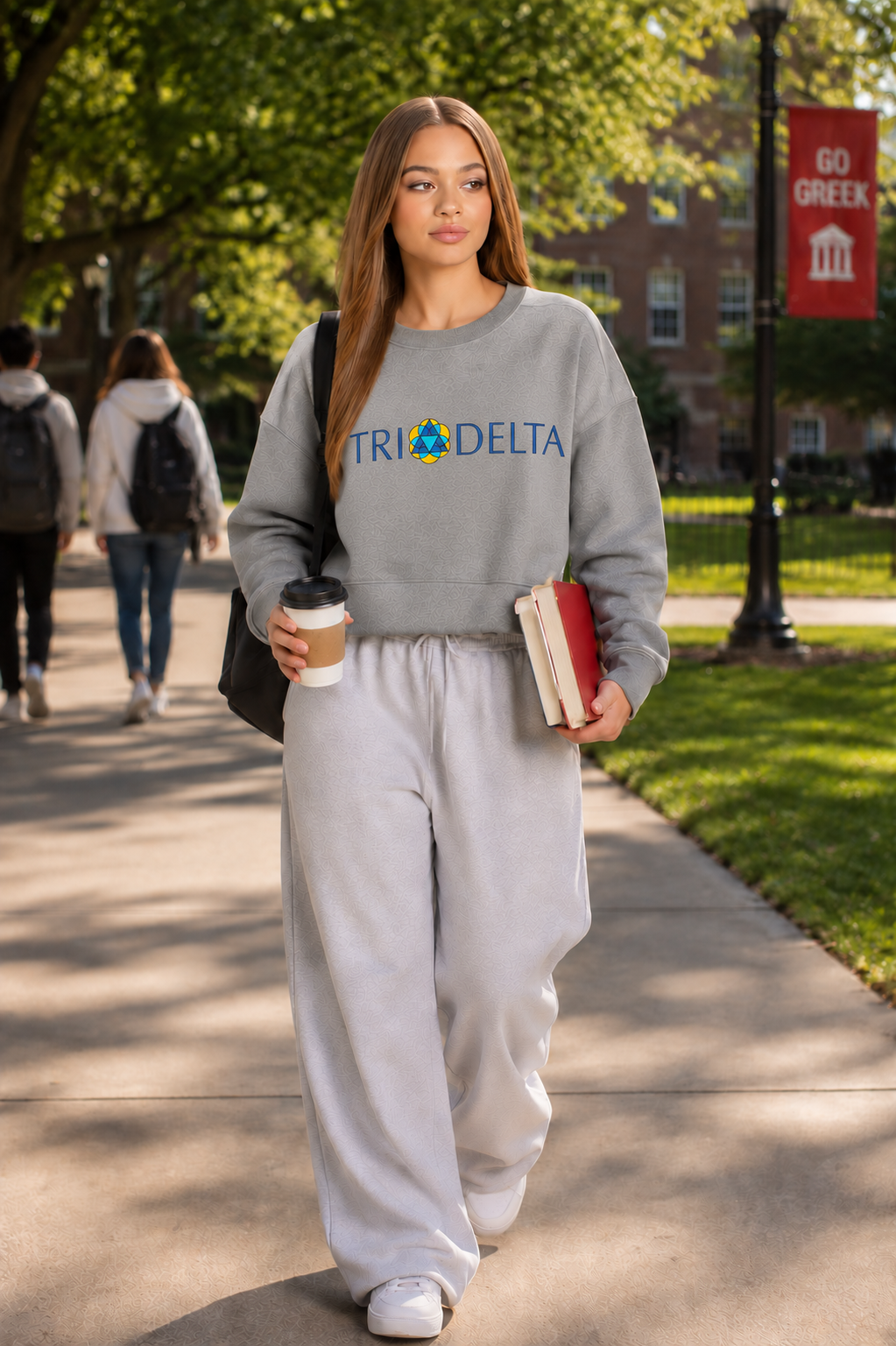 Tri Delta Fleece Cropped Crew Sweatshirt