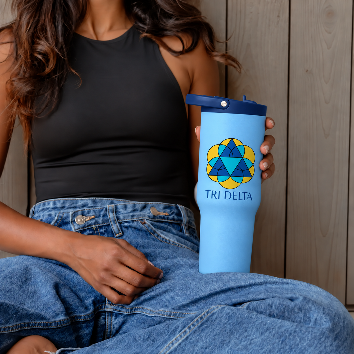 Tri Delta Hydrojug 32 OZ Sports Water Bottle with Leakproof Tritan Lid