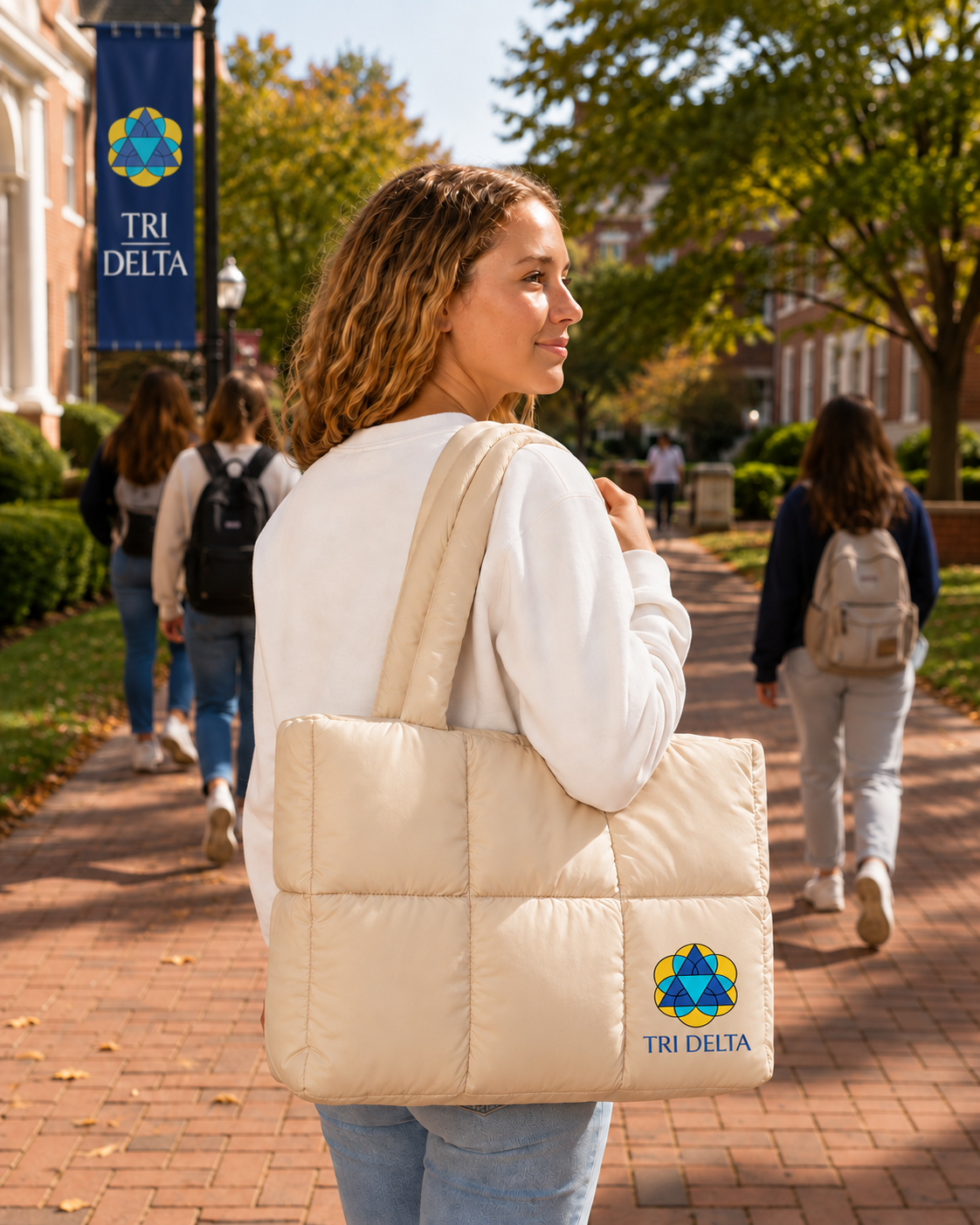 Tri Delta Large Puff Tote Bag