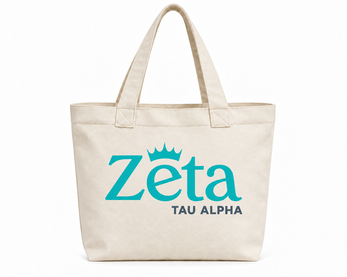 Zeta Tau Alpha "The Ivy" Everyday Canvas Tote with Zip Closure
