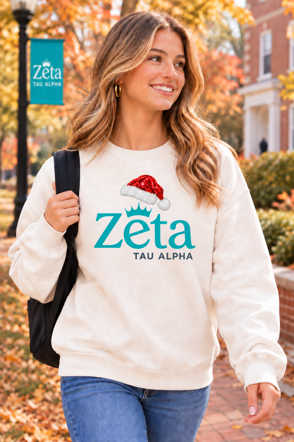 Zeta Tau Alpha Santa Holiday Sweatshirt